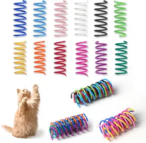 12PCS Colorful Cat Spring Toys for Indoor Cats, Durable Heavy Plastic Interactive Coil Springs for Self-Play, Hunting, Boosts Health