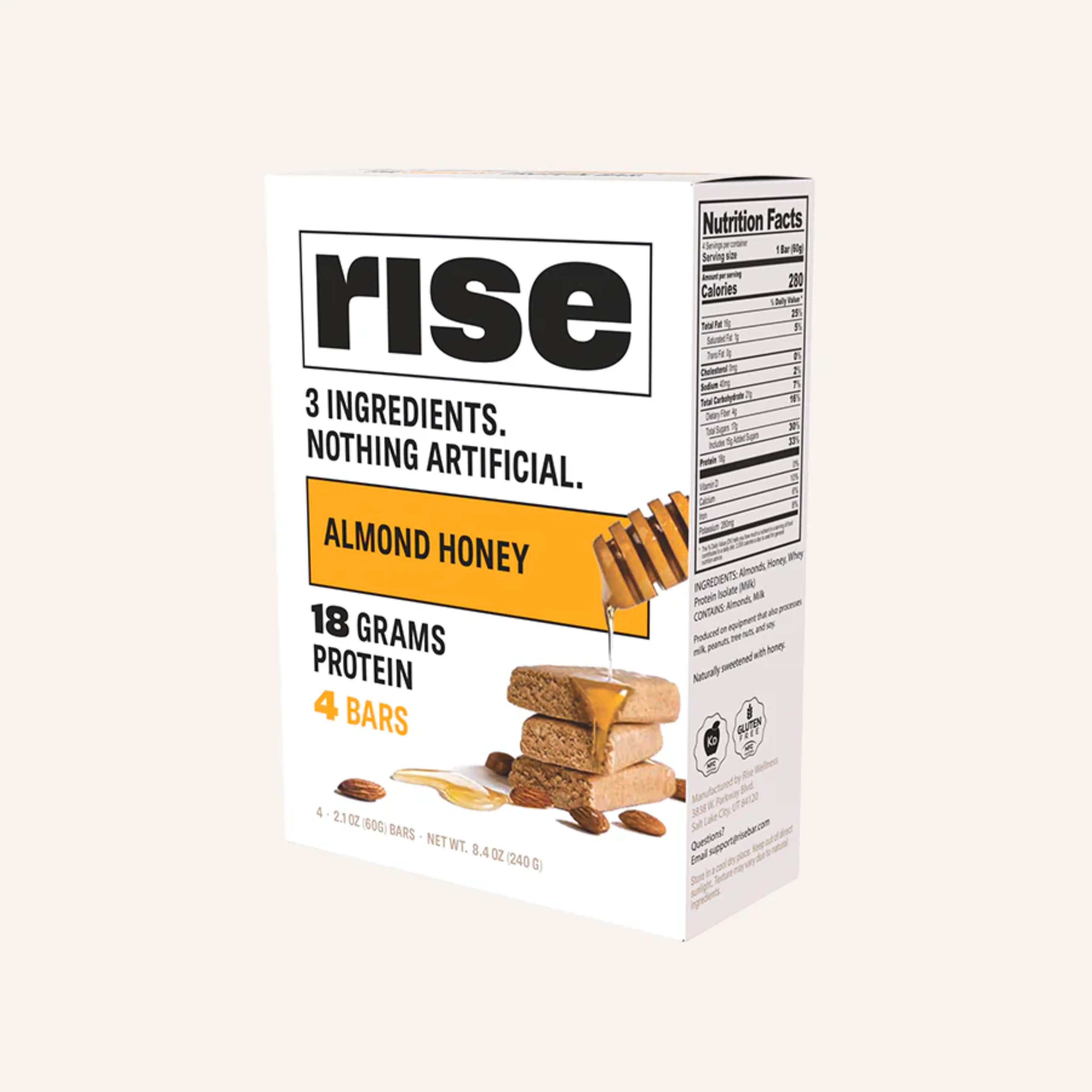 Rise Almond Honey Protein Bars (Pack of 4)