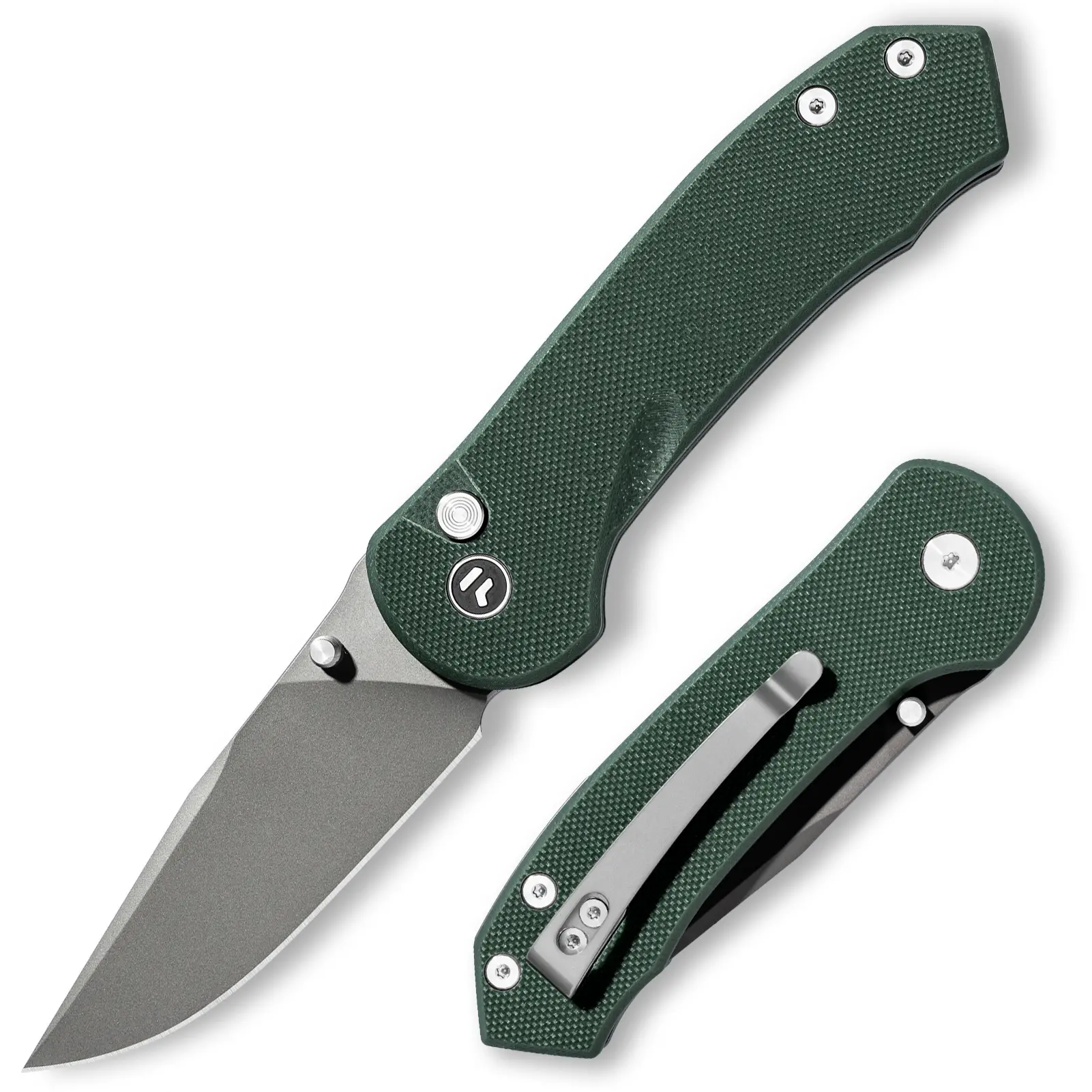 PCOU Lightweight Foldable Pocket Knife, 2.85" D2 Steel Blade with Gray Titanium Coating, G10 Handle EDC Utility Knife (109.3g) with Flipper Tab, Deep Carry Pocket Clip for Camping, Hiking