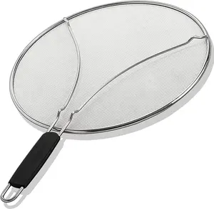 13 Inch Stainless Steel Splatter Screen for Frying Pan, Oil Splash Guard Grease Splatter Guard Lid for Skillet, Frying & Cooking