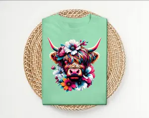 Colorful Highland Cow Short Sleeve T-Shirt Casual Streetwear