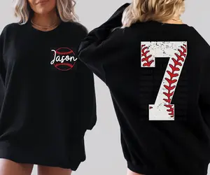 Custom Name and Number Baseball Sweatshirt | Personalized Baseball Mom Crewneck, Sports Fan Gift for Mom, Game Day Support Shirt, Baseball Mother's day