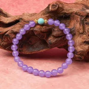 LUMAWU 6mm Lavender Amethyst Beaded Bracelet, Elegant Casual Daily Accessory for Gentle Elegance, Love & Calm Energy, Mood Soothing Jewelry