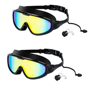 Swim Goggles 2 Pack, Rimless Wide View Swimming Goggles for Adult, No Leak Pool Beach Essentials for Men Women