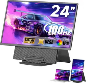 Siaviala Portable Monitor, 24 inch 1080P FHD 100Hz Laptop Screen Extender, Large Gaming Monitor IPS Display for Laptop, Desktop, MacBook, PS4/5 with Kickstand VESA Compatible computer accessory