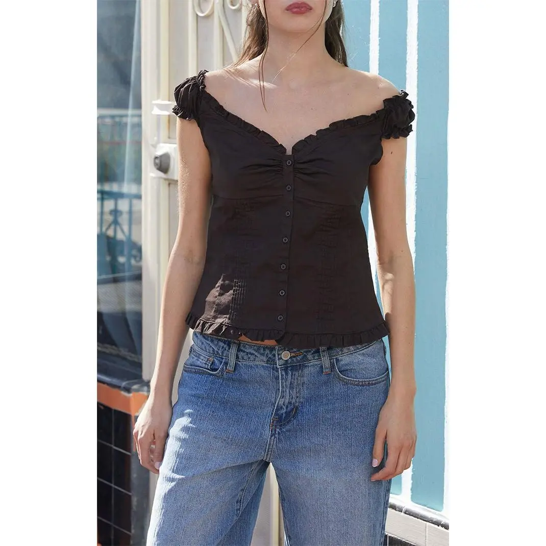 John Galt Women's Brown Elena Top