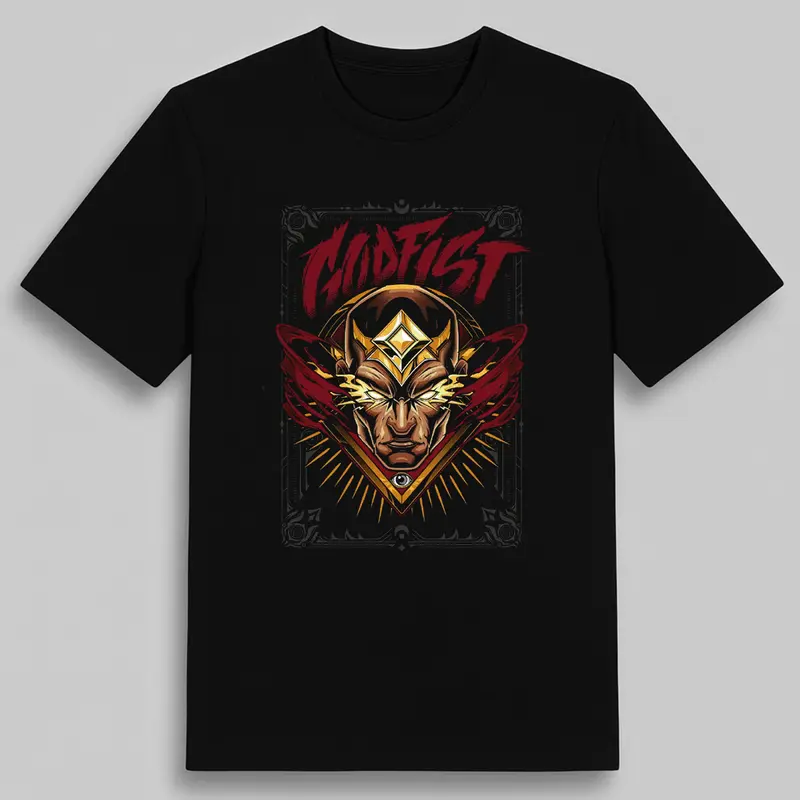 Riot merch God Fist Lee Sin T-shirt - High Quality Graphic Tee with Classic Fit for Everyday Casual Streetwear
