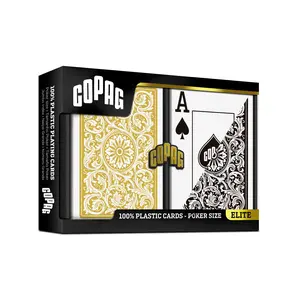 Copag 1546 100% Plastic Playing Cards – Poker Size Jumbo Index (Black & Gold Double Deck)