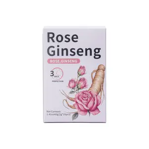 Rose Ginseng Tea Powder for Glowing Skin & Natural Energy | Beauty Wellness Drink | Stress Relief & Skin Nourishment | Caffeine-Free Herbal Tea 20 Packs