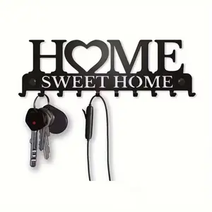 Key Holder Wall Mount, Key Hooks for Wall, Key Rack for Wall Decorative, Llavero de Pared para Hogar, Sweet Home Metal Decor, Entryway