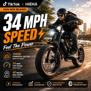【HIEHA】1500W Fat Tire Ebike, 34MPH,  70-Mile Range, Full Suspension, 48V  Removable Battery, CarPlay Display |  UL 2849 Certified Electric Bike for Adults