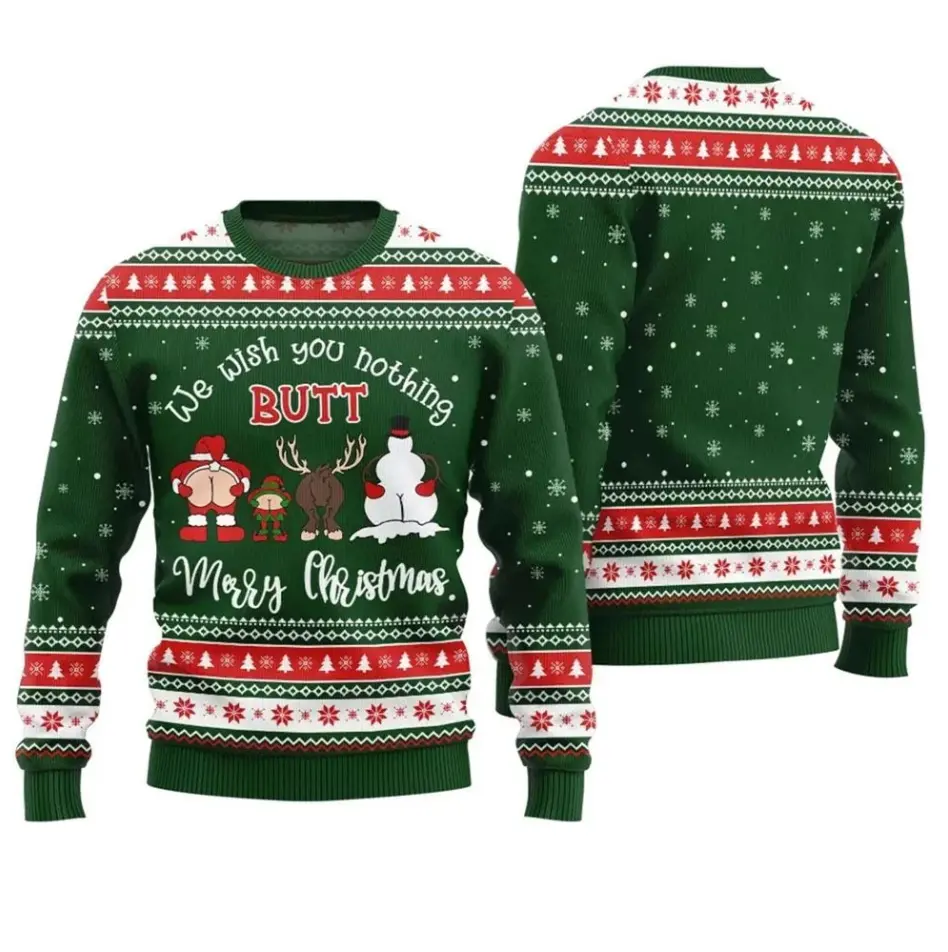 Funny We Wish You Nothing Butt Merry Christmas Sweater – Ugly Xmas Pullover for Men & Women | Perfect Gag Gift & Party Outfit
