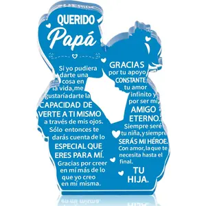 for Father from Daughter - Spanish papa Dad Daughter Embracing  Plaque Sign  Dad Ever Gifts Regalos para Father Office Desk Decor Father's Day Christmas Keepsake Paperweight