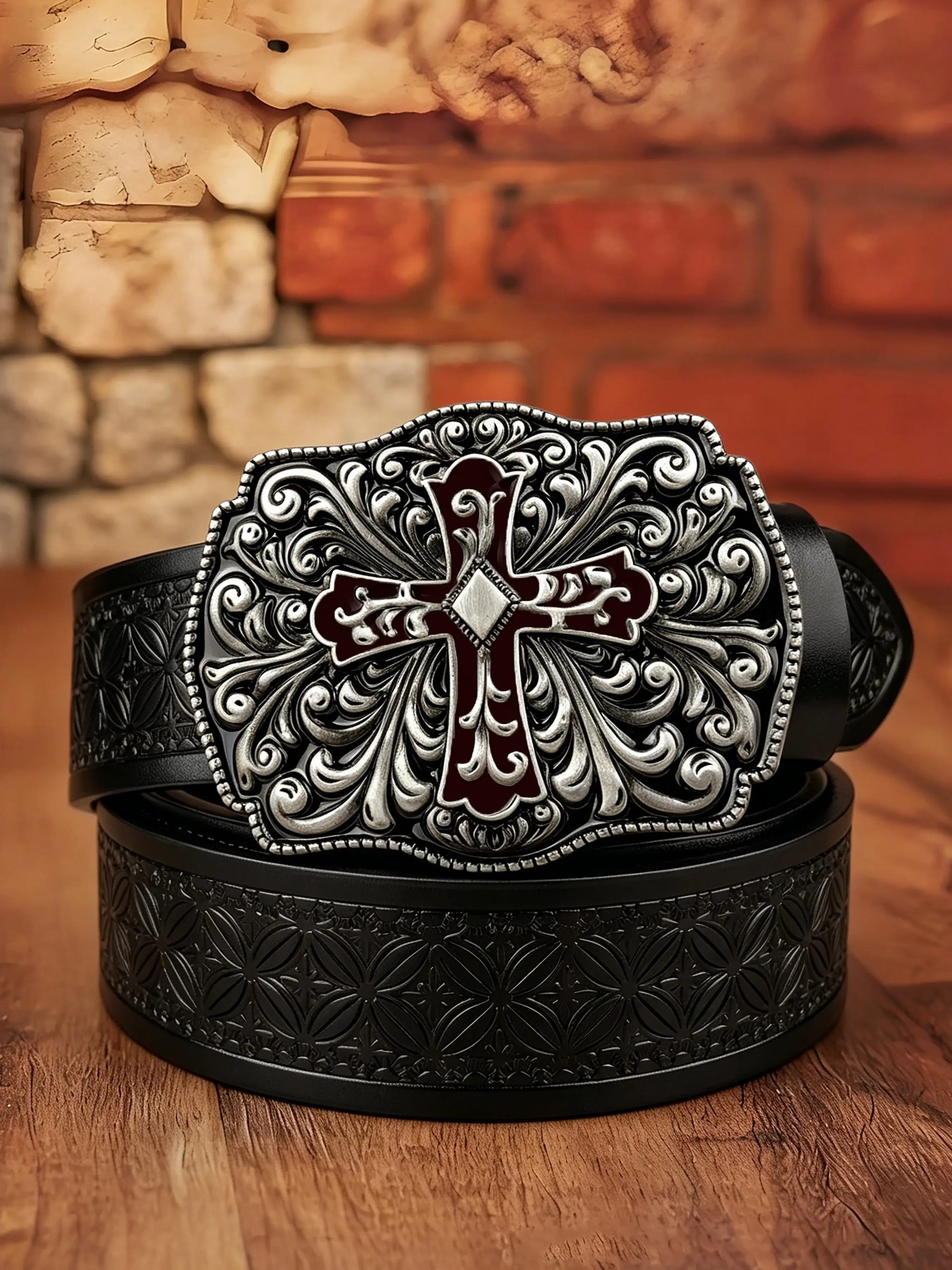 Retro floral baseplate alloy material western buckle, 3.7cm/1.46in wide engraved Design Belt, suitable for daily commutes, casual sports belts, ideal as a Valentine's Day gift, Belt for Jeans, Western Style Belt, Pu Leather Belts