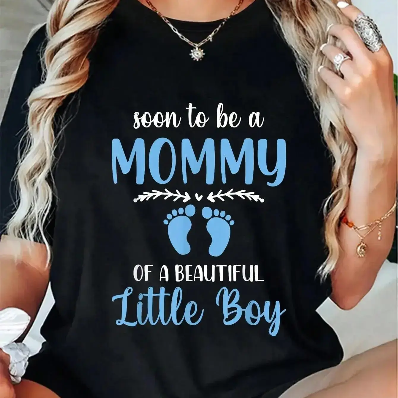 100% Cotton Soon To Be A Mommy Of A Beautiful Little Boy Pregnancy T-Shirt zsg08