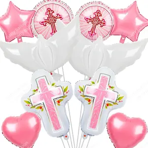 Febsnow 10-Piece Baptism Party Decoration Set, & Blue Christening Theme Decorations, Ideal for Boys Girls First Communion, Party Supplies