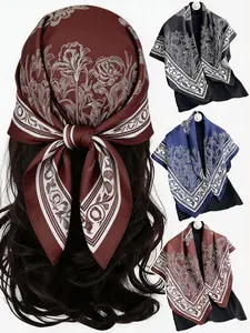 3-pieces Scarves for Women, Spring & Summer Casual Multipurpose Square Scarves, 90cm Muslim Headscarves, Mother's Day New Arrival, Suitable for Outdoor Travel, Shopping, and Sightseeing, Also Ideal for Bag Accessories and Hair Accessories.