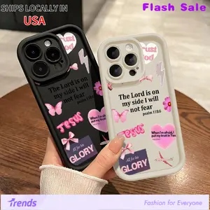 Faith Over Fear Psalm Christian Aesthetic Pattern TPU Phone Case for iPhone 16 15 14 Pro Max 13 12 11 XR XS Plus Shockproof Full Camera Protection Durable slim Silicone Cover Cellphone Protective