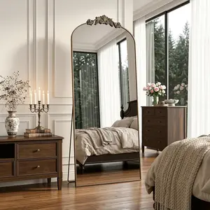 Arched Full Length Mirror, 65"x24" Floor Mirror with Carved, Full  Mirrors for HomeDecor, Standing/Halling Large Wall Mirror for Bedroom, Living Room, Cloakroom, Bronze,  Style