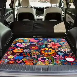 1pc Floral Trunk Mat - Floral Pattern - SUV/Truck Bed Protection Mat - Easy to Clean, Suitable for Cars, Trucks, SUVs - Heavy-Duty Truck Bed Car Trunk Floor Mat - Suitable for Truck Floor Mats - Car Accessory