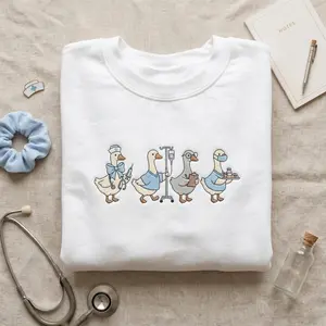 Nurse Duck Embroidered Sweatshirt, Healthcare Worker Duckling Shirt, Medical Professional Gift, Hospital Staff Apparel, Nursing Student