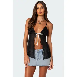 Linette Lacey Sheer Split Front Top