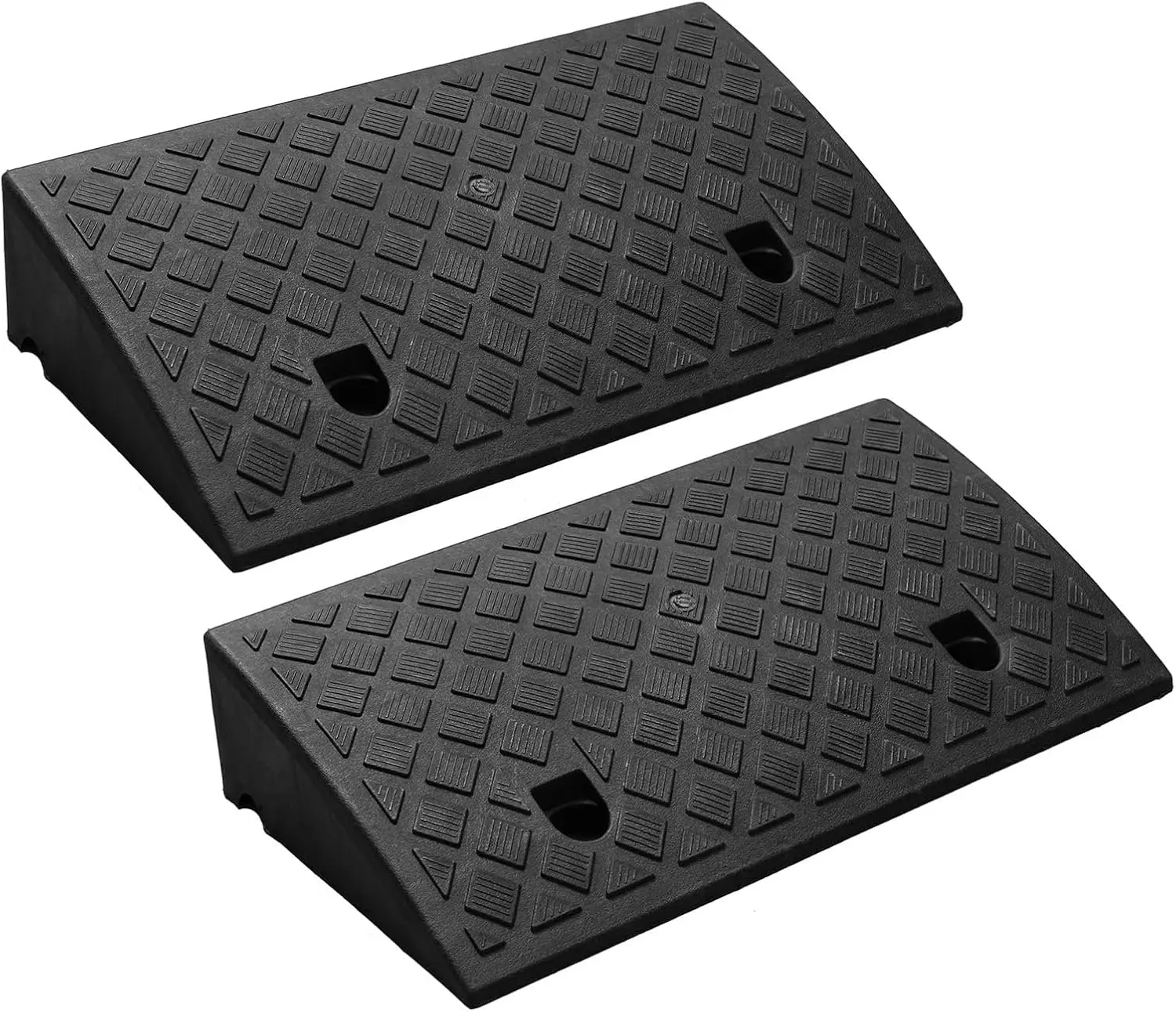 2pcs Black High-Density Plastic Car Ramps - Portable, Non-Slip, Durable Hand Tool Accessories with 3.54" Curb Lift, Hollow Grid Design, Load Support for Cars, Driveways Use