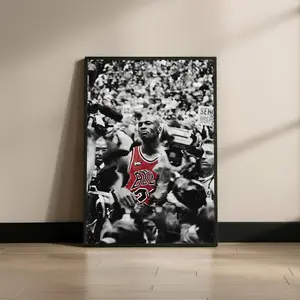 [Unframe] [Free ship]Michael Jordan Chicago Bulls Poster, Black and White Basketball Wall Art, Sports Decor for Living Room, Man Cave, Office Print