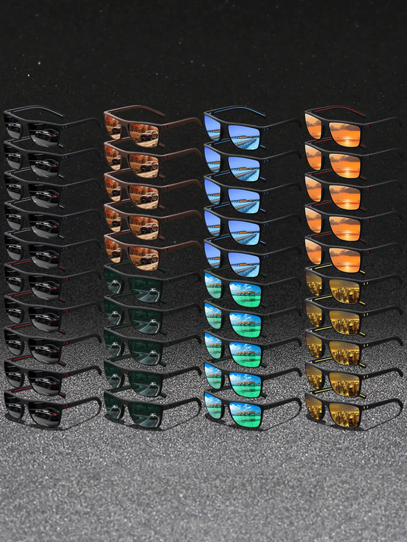 40PCS Retro Sunglasses, Multiple Color Options, Suitable for Men and Women, Nose Pads with Rubber Material, Ideal for Casual and Daily Use, Polycarbonate Frames