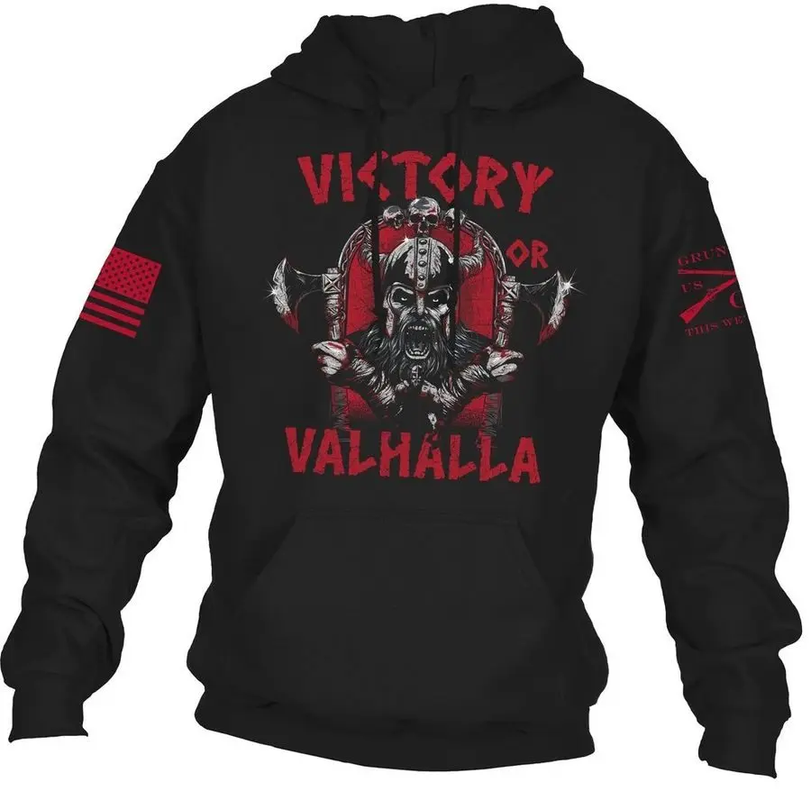 Victory Or Valhalla Hoodie - Black