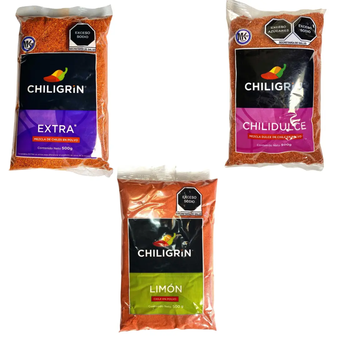 Chiligrin Chile en Polvo para Elote y Fruta - 500 grams - MADE IN MEXICO - Authentic Mexican Spice for Corn and Fruit Dishes