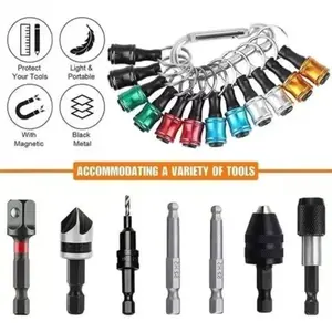 6 Piece Set Colorful Keychain Connectors, Hex Shank Drill Bit Holder, Climbing Carabiner Clip Kit, Durable and Versatile Accessories, Tool Holder