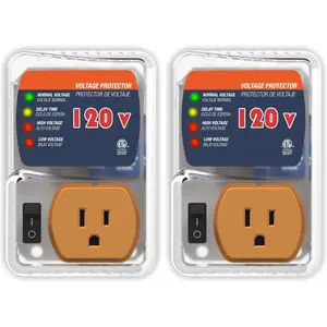 [ETL Listed]  Surge Protector Outlet for  Appliances, Refrigerator Surge Protector with Adjustable  Regulator, Power Surge Protection for TV, Computer, Freezer, 120V 1800W, 2 Pack