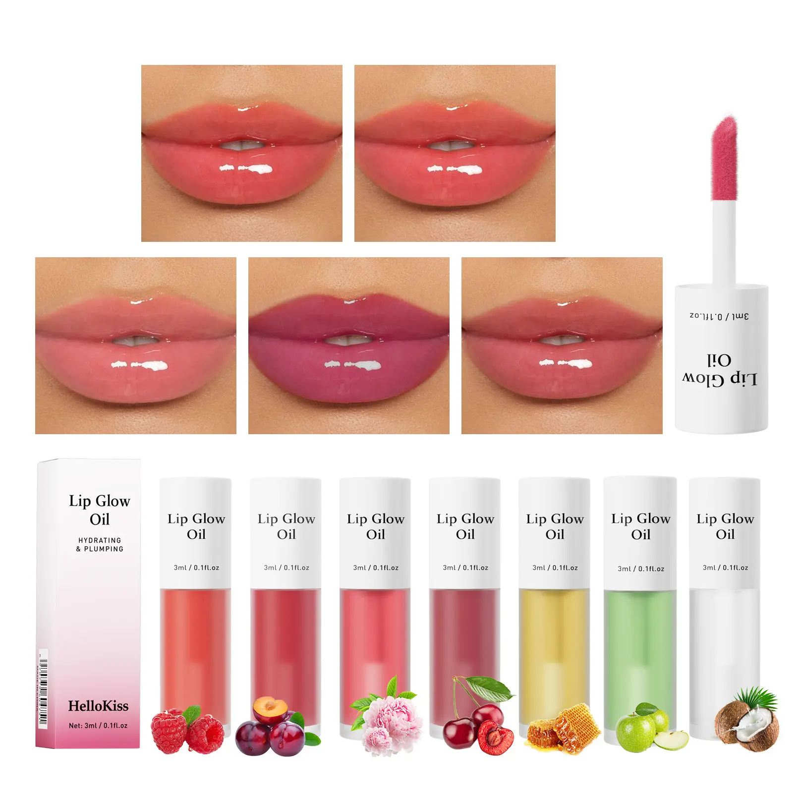 Hydrating Lip Oil Set, 2-Piece 3ml Waterproof Multi-Pack for Daily Wear - Non-Sticky Lip Plumper with Moisture Boost for a Glossy Finish, Plumping, Improves Texture, No, Glow Up, Dry Lips