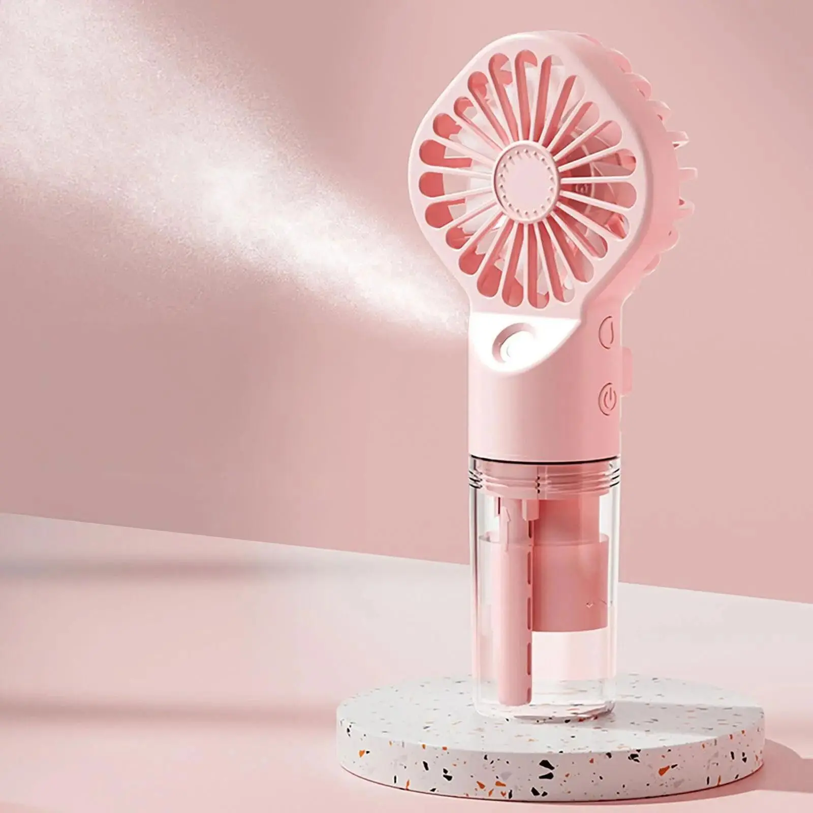 Portable Rechargeable Handheld Misting Fan, Mini Face Steamer Water Spray Mist Fan, USB Rechargeable Handheld Mini Fan Cooler for Travel, Outdoors, Hiking, Camping