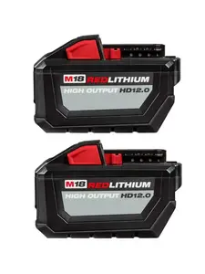 Milwaukee M18 48-11-1812 2-Pack 18V 12Ah Power Tool Battery Pack for Power Tools (48-11-1812 x 2)