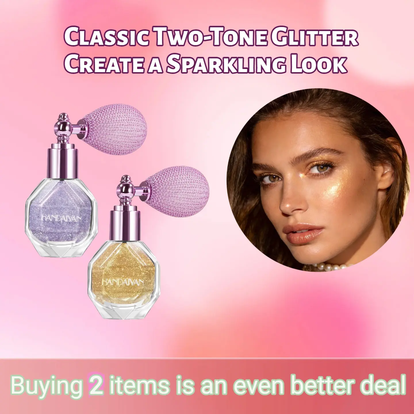 Glitter Highlighter Spray, Long-Lasting Shimmer Powder for a Flawless Glow on Face, Body & Hair - Water Resistant Cosmetic Mist, 50ml, Makeup Highlighter, Highly Pigmented Makeup