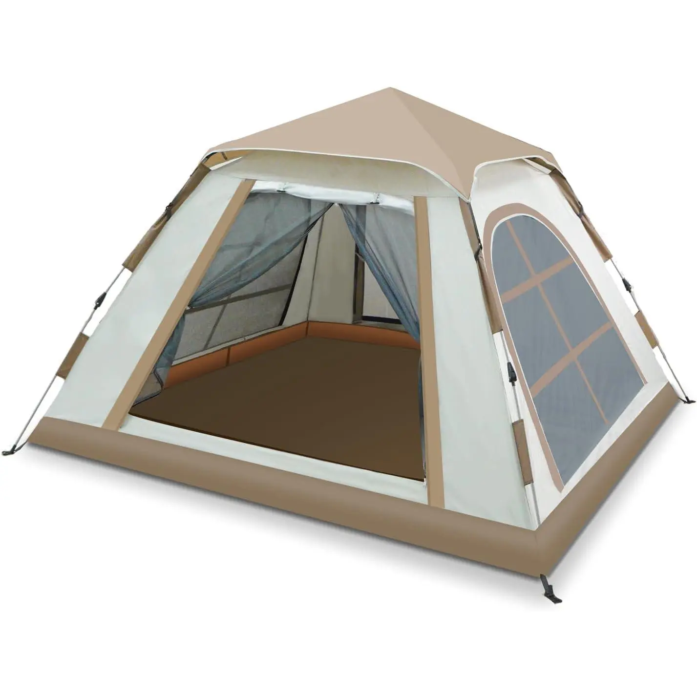 Carbon Fiber 3-4 Person Family Size Polyester Tent - 240x240cm, Automatic Unfolding & Retracting Mechanism, Waterproof, Windproof, Portable with Carry Bag, Roman Doors for Camping, 3 Months Support, 3-4 People