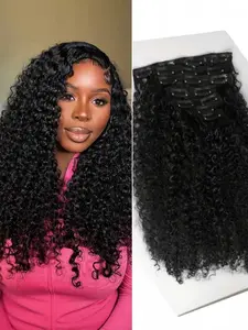 20 Inch Kinky Cury Clip-In Hair Extensions, 140g Dual Braided Curly Wave Clips, Synthetic Wavy Curly Hair Extensions & Accessories for Women