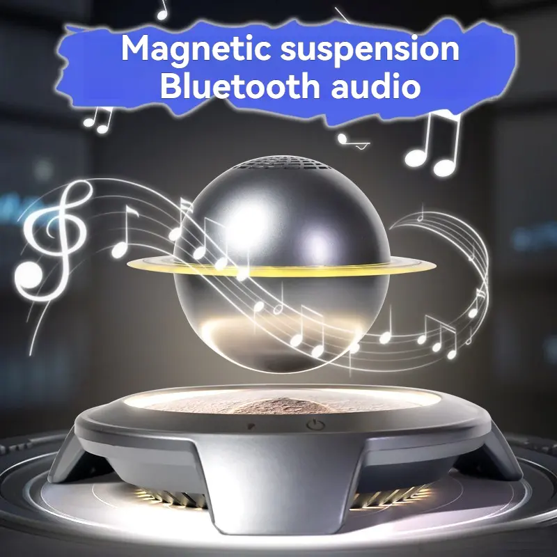 HCNT ABS Magnetic Levitating Saturn Smart LED Light - 360-Degree Levitation Rotating Bluetooth Speaker with Suspended Design, LED Light Touch Control, Aesthetic Space Vibe Home or Office Decor, Creative Gift, Levitation Rotating Design, Indoor
