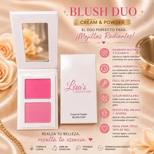 Cream & Powder Blush Duo, Long-Lasting Buildable Face Makeup for Natural Flushed Look