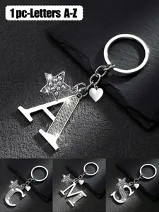 Diamond-embellished minimalist letter A-Z multi-functional bag charm, Keychain for bags, European and American style suitcase keychain - five-pointed star sparkling diamond pendant, a gift for birthdays and special occasions