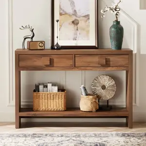 【Valentine's Day Gift】ONBRILL 47.3" Wood Console Table With 2 Drawers, Sofa Table For Hallway, Entryway, Living Room
