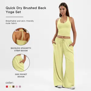 Women's Fitness Suit 2 Piece High Waisted Pants With Padded Stretch Sports Bra Set Fitness Clothing solid sportswear athletic tracksuits sport outfit activity sporty Breathable