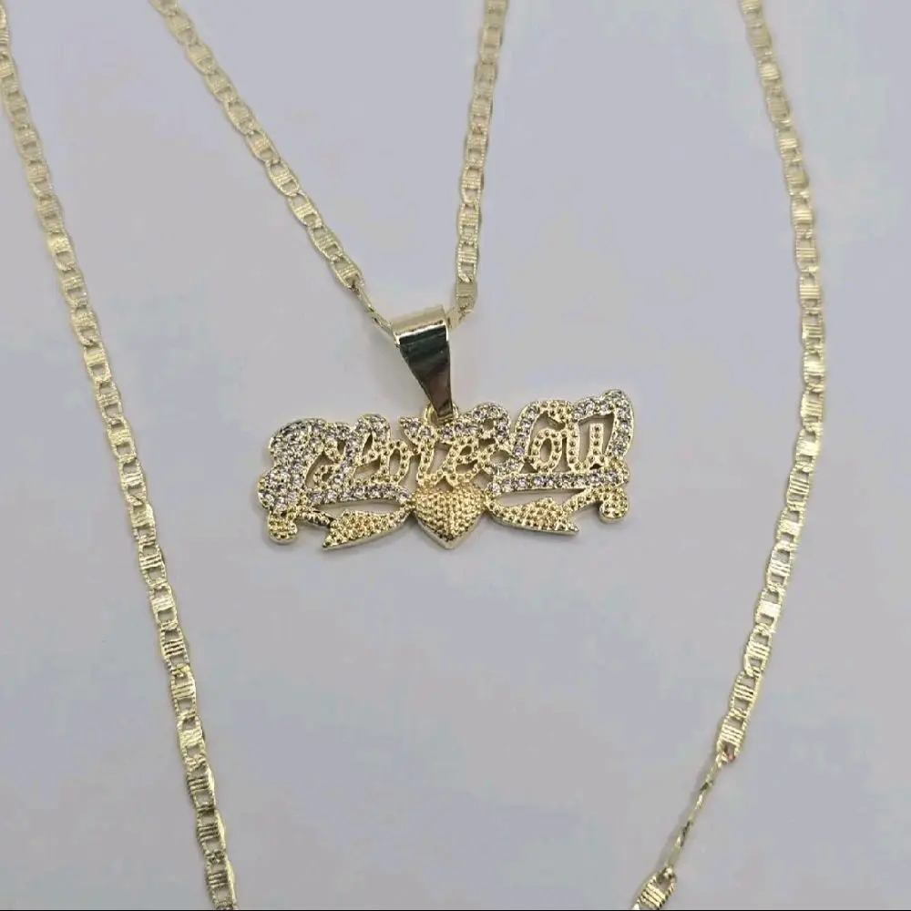 VALENTINE'S DAY Necklaces I Love You beautiful style GOLD-PLATED 24"inches clear stone's