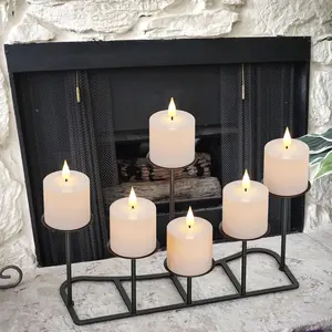 Black Pillar Candle Holders Fireplace Candelabra for  Decor Iron Candle Holder DIY 6