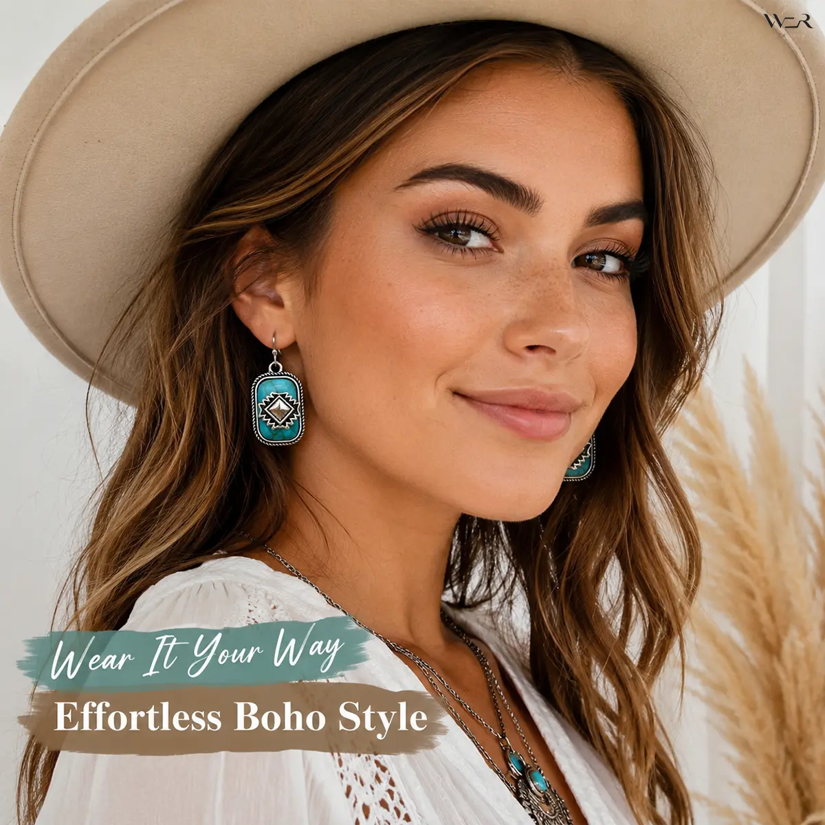 Women's Silver Sunburst Turquoise Bohemian Earrings - 12g, 2.7x1.6cm Large Rhinestone Stones, Artistic Retro Feminine Vibe Western Earrings, Lightweight Versatile Summer Gift for Daily Wear, Special Occasion, Effortless Boho, Artistic Western Earrings