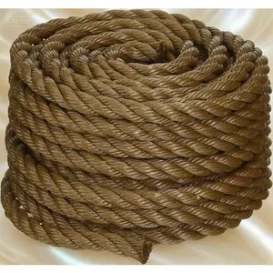 Heavy-Duty Twisted Rope for Outdoor & Gardening, 1/2 Inch x 50 Feet Polypropylene Cord, 420 lbs Load Capacity, Durable Landscaping & Shipping Rope, Weather-Resistant Brown Rope for Versatile Use snatch strap professional hardwood towing  gear tow strap