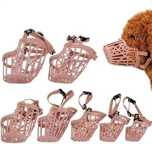 7pcs Softness Plastic Dog Muzzle, Dogs Training Mouth Cover Mesh Cage, Anti Bite Adjustable Pet Basket, Breathable Comfortable, for Small, Medium and Large Dogs Care summerwins