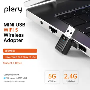 PLERY Mini USB WiFi Adapter  for  PC Laptop, USB 2.0 Wireless AC Dual Band 2.4G/5G Network Card for Windows 11/10/8.1/7/XP
